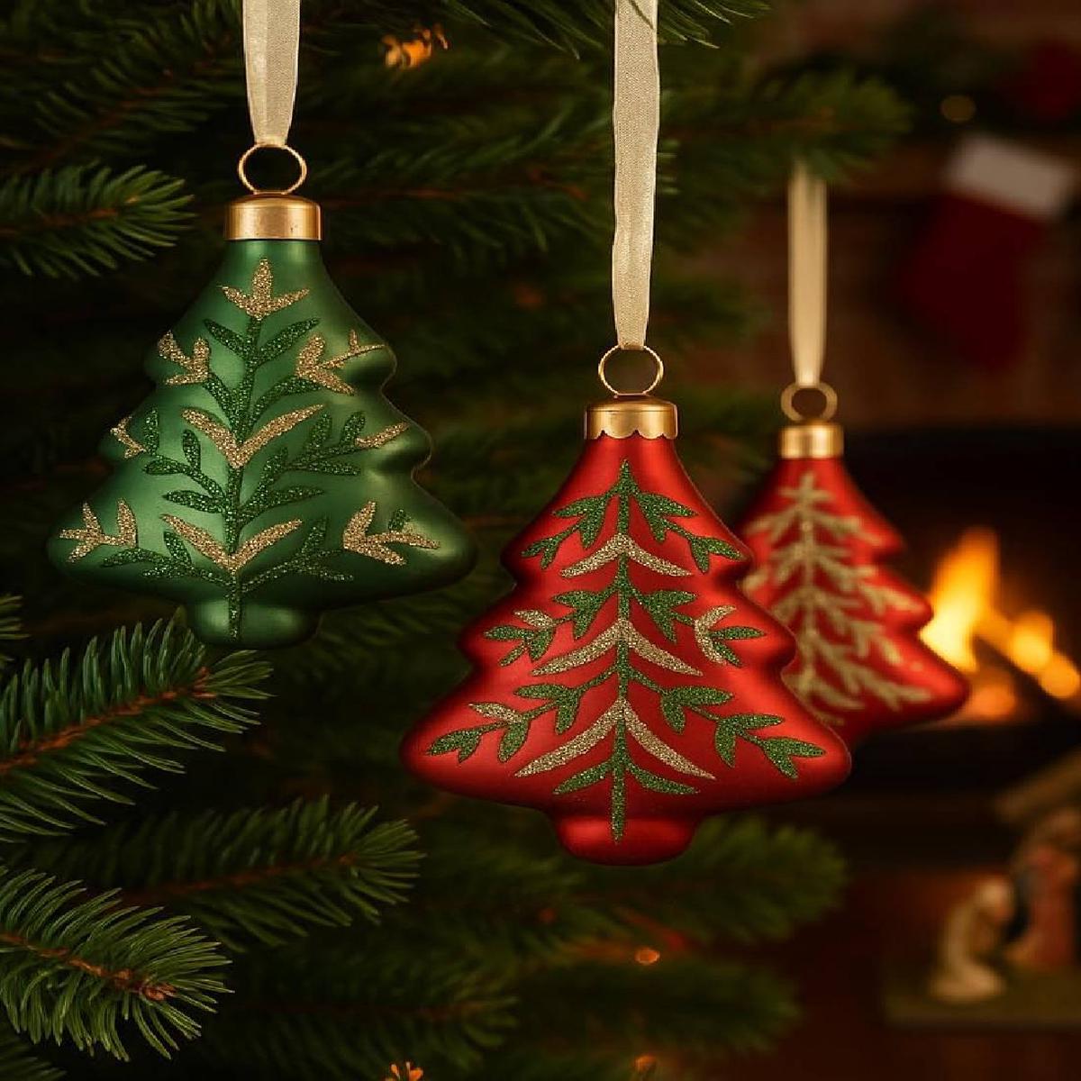 10cm Glass Christmas Tree Ball with Glitter