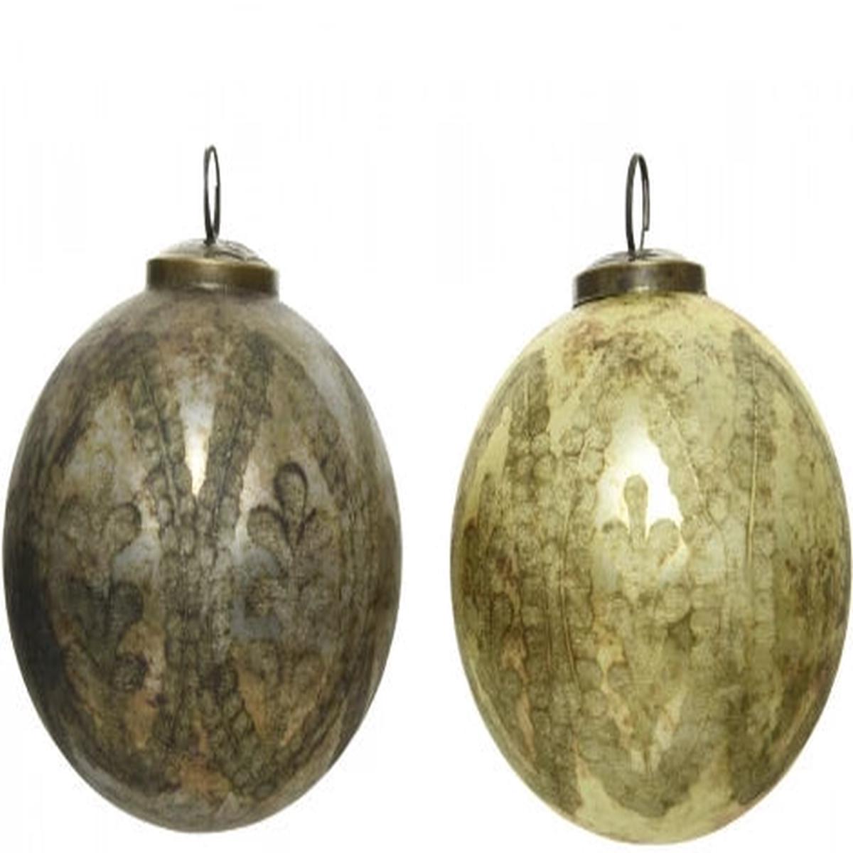10cm Antique Effect Glass Christmas Tree Ball