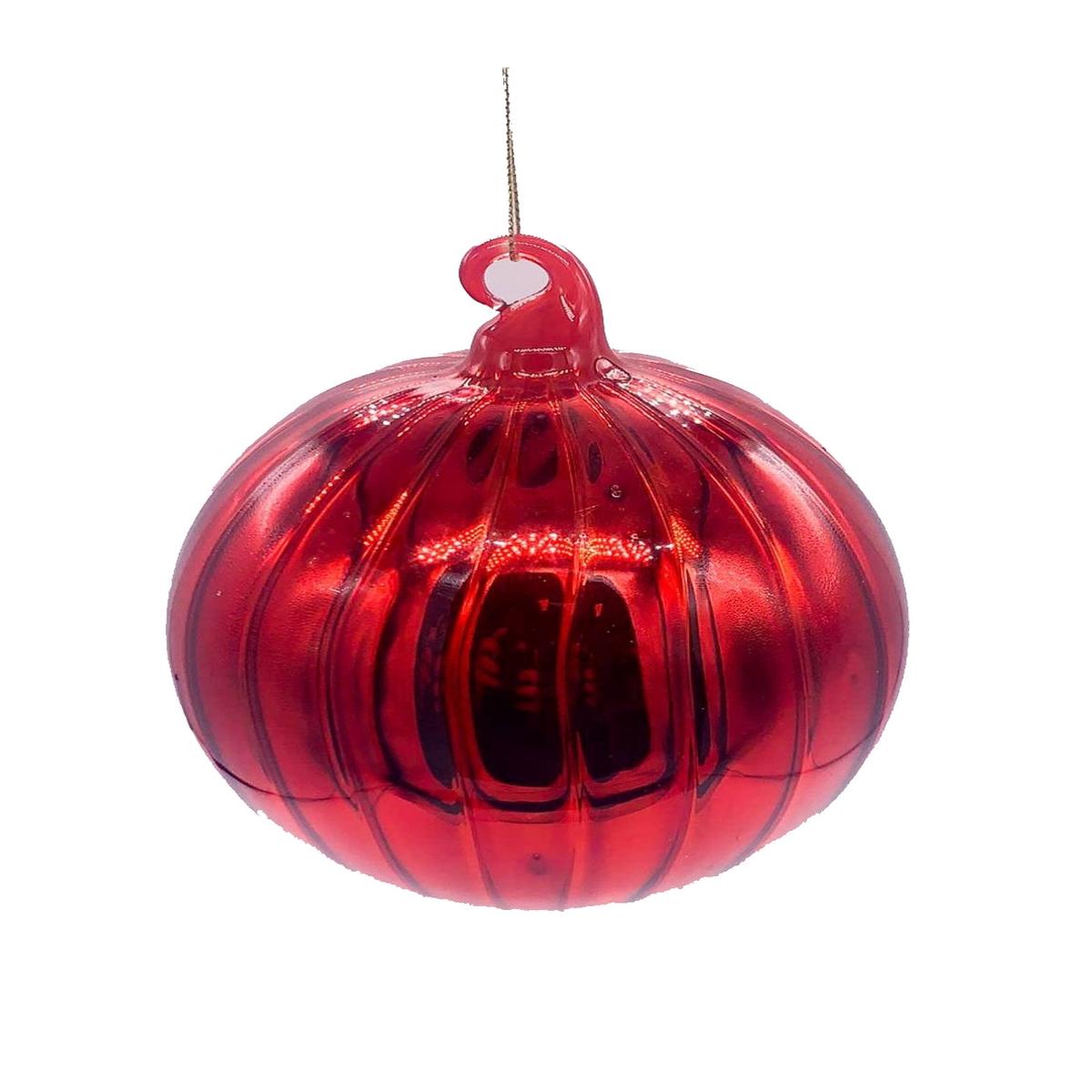 10cm Faceted Red Glass Christmas Tree Ball