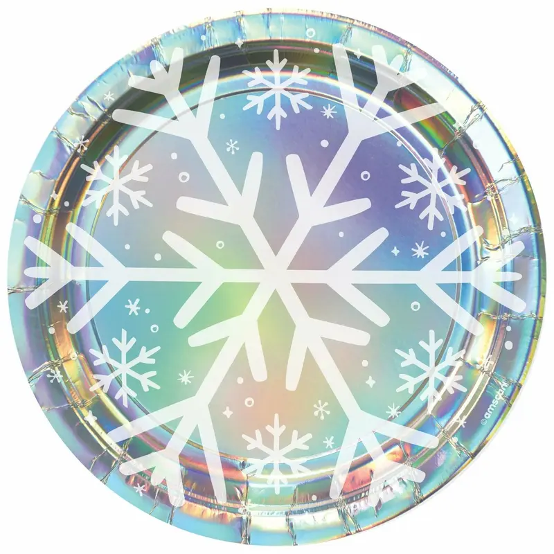 Snowy Iridescent Round Plates, 9
