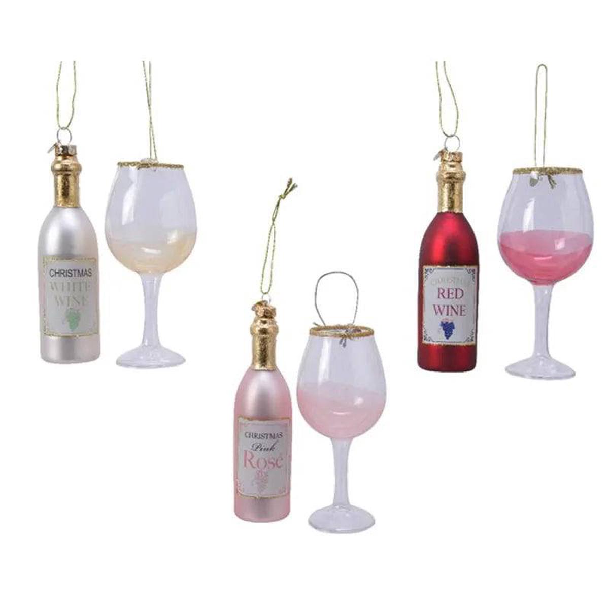 Wine Figure and Glass Gift Set Christmas Tree Decoration by Kaemingk