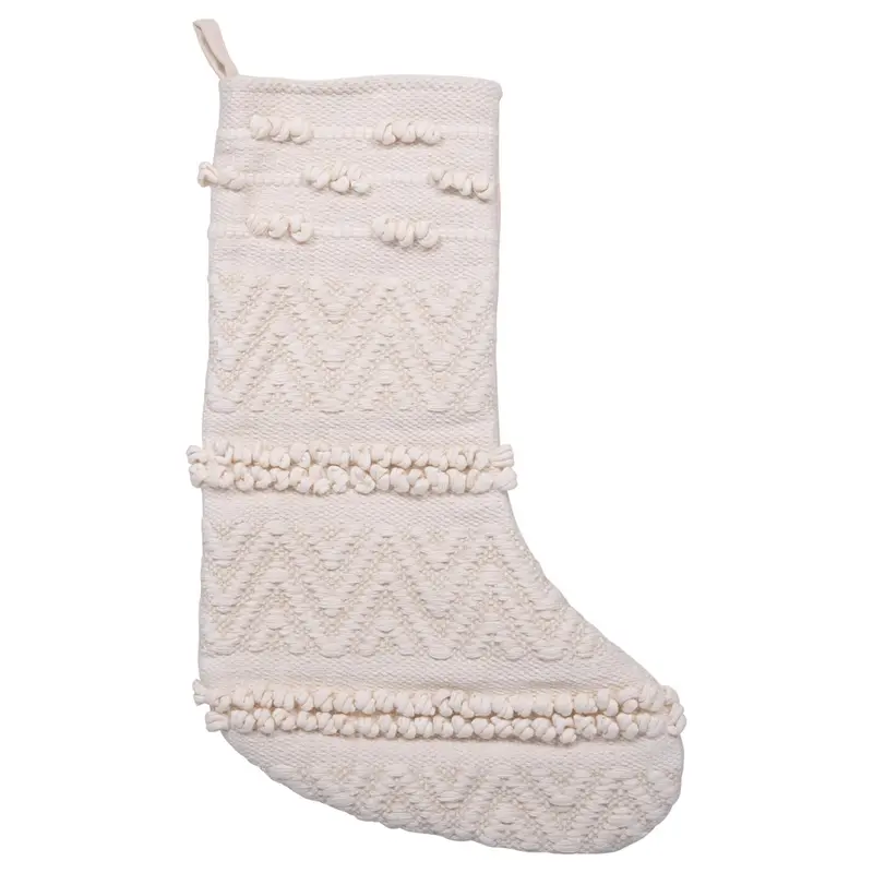 Woven Cotton Blend Stocking - Cream