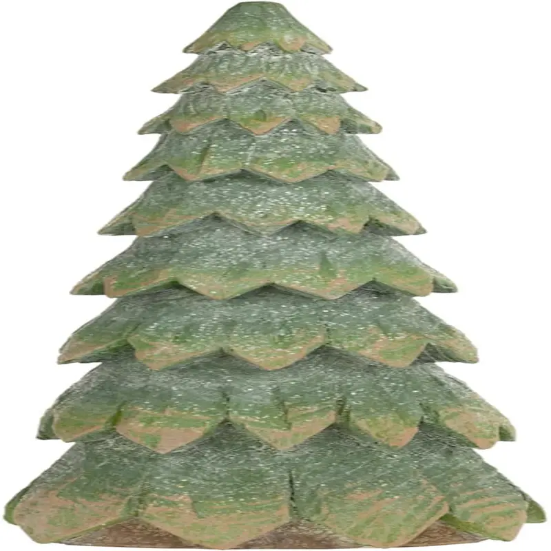 Christmas Tree for Tabletop Mantel Shelf Winter Holiday Decorations for Home, Large, Carved Weathered Green Tree