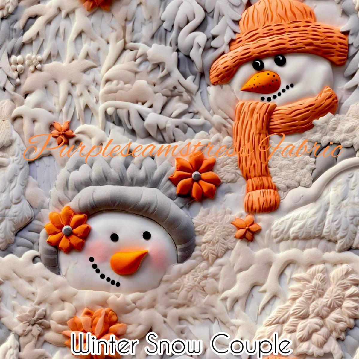 Winter Snow Couple  Fabric