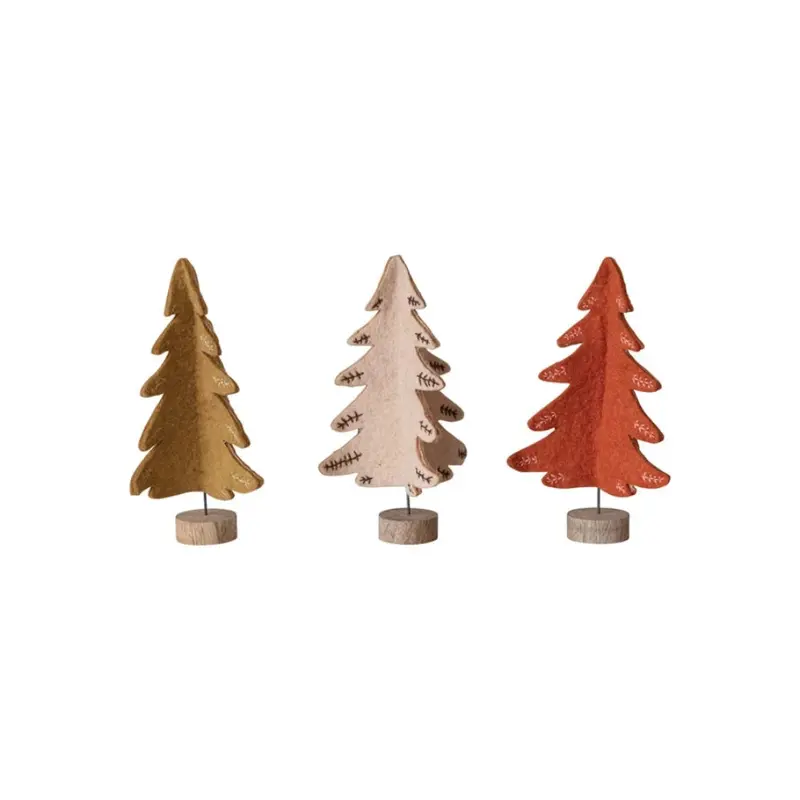 Wool Felt Tree w/ Color Contrasting Stitch - 3 Color Options