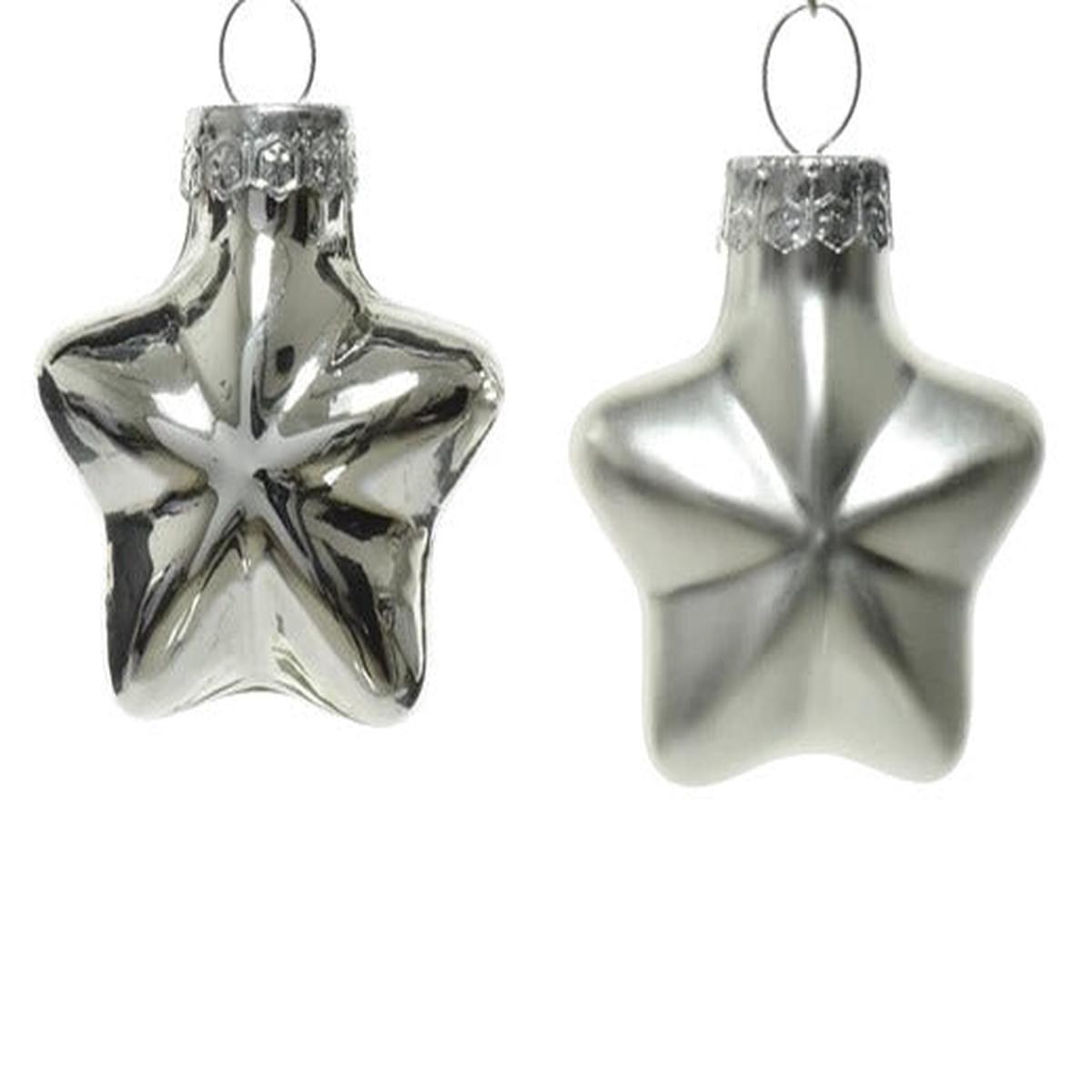 12-Piece Silver Star Glass Christmas Tree Decoration