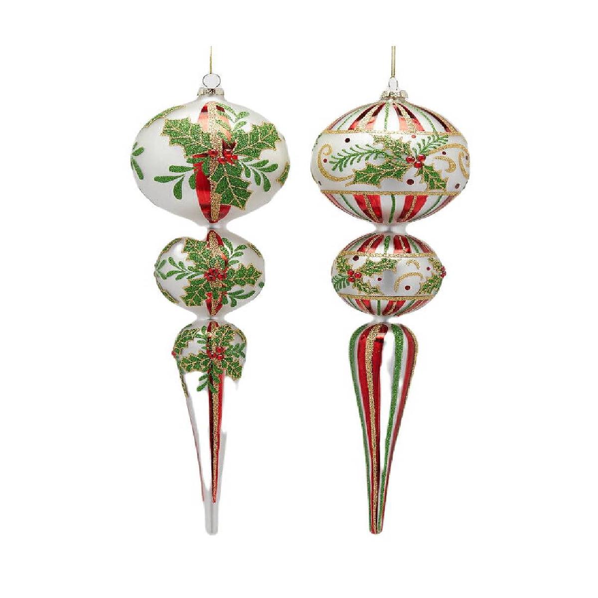 10cm Holly Glass Christmas Tree Ball, Assorted Product