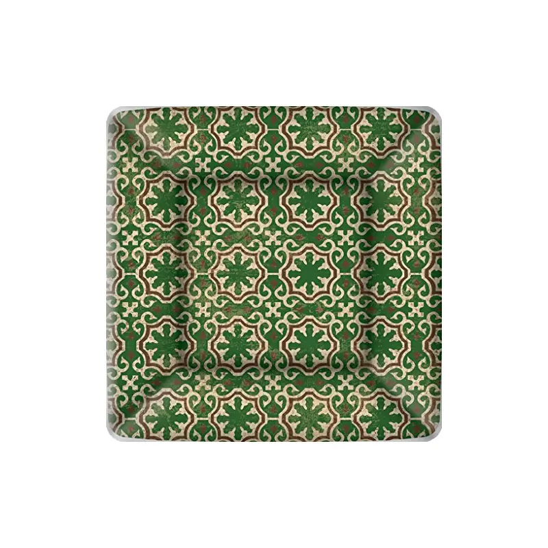 Square Paper Dinner Plates, Burlap Christmas 8ct