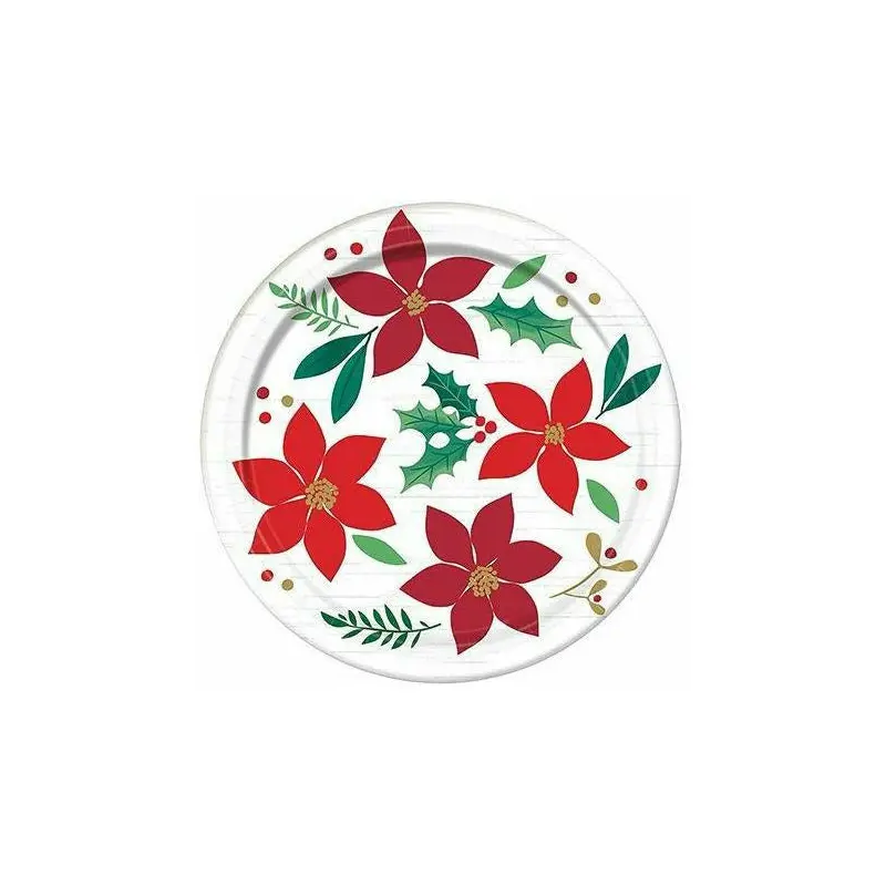Holly Merry Christmas Dessert Plates 8ct