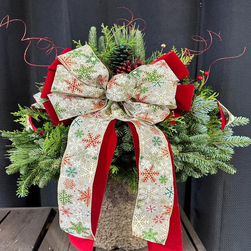 12'' Decorated Snowflake Fiber Pot (Xmas)
