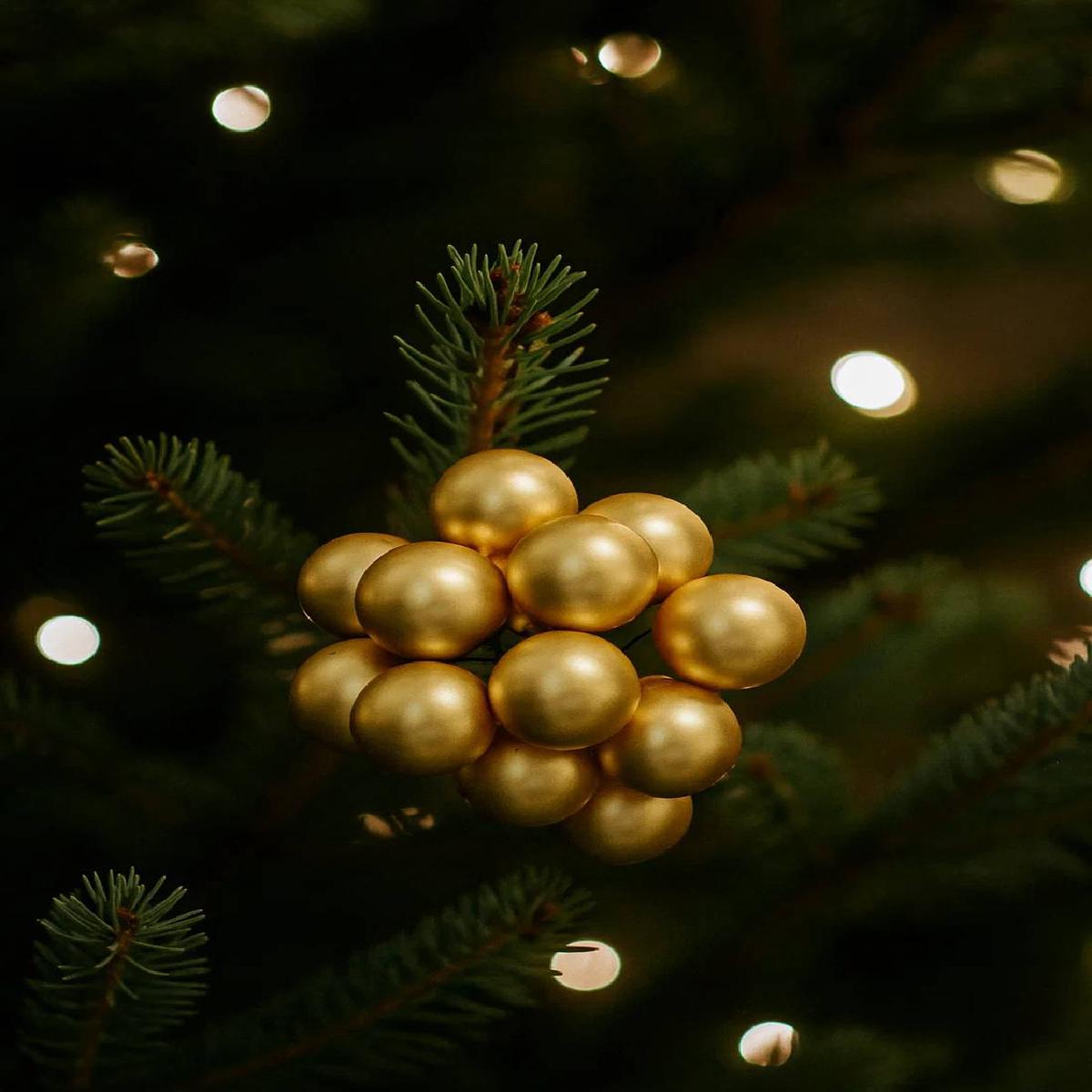 12pcs Glass Christmas Tree Balls Cluster, Matte Gold, 2.5cm