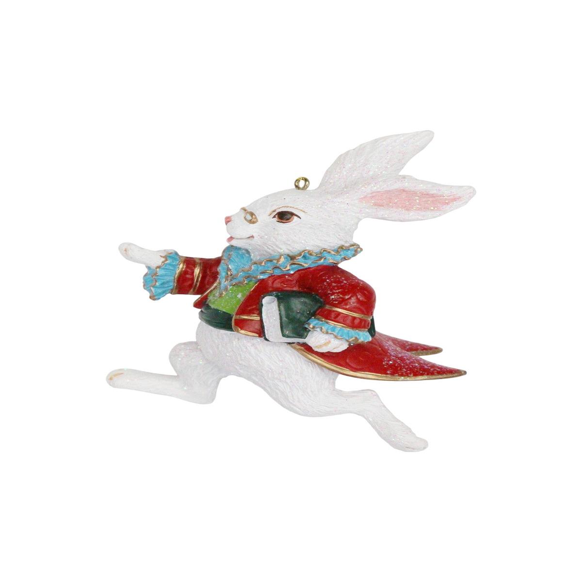 White Rabbit Christmas Tree Decoration with Alarm Clock