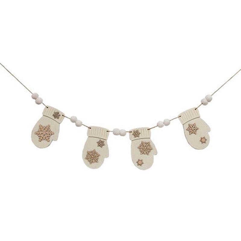 White Snowflake Mitten & Snowball Garland
