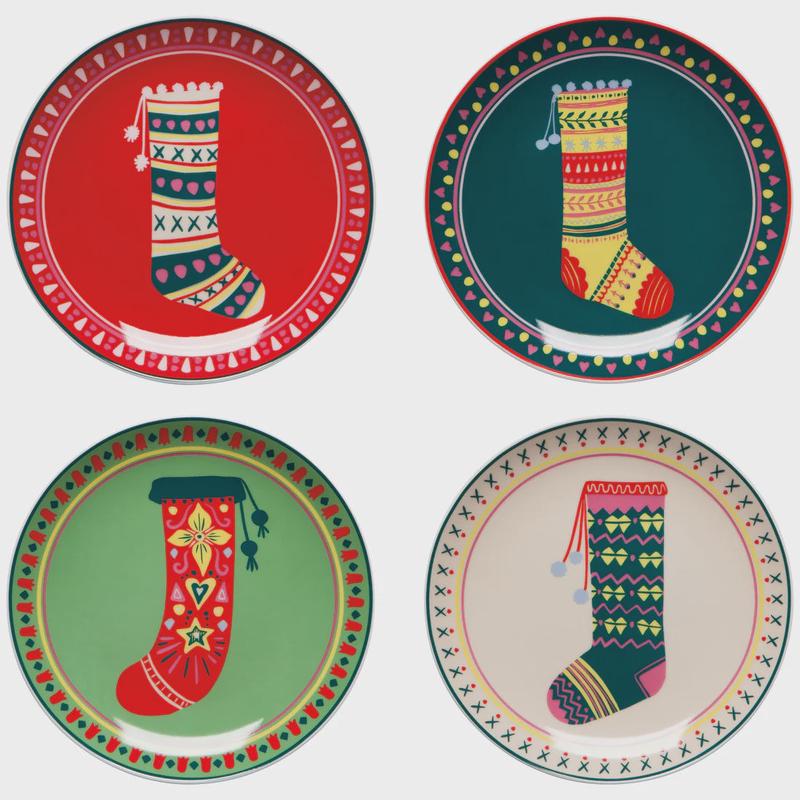 Winter Woolens Appetizer Plates, Set of 4
