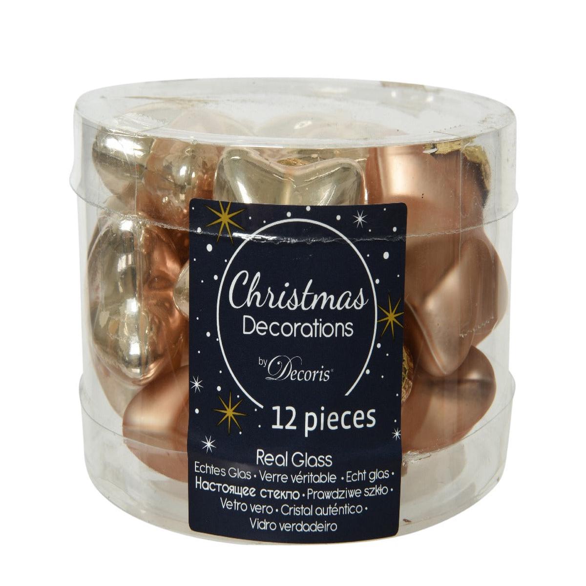 12-Piece Caramel Star Glass Christmas Tree Decoration