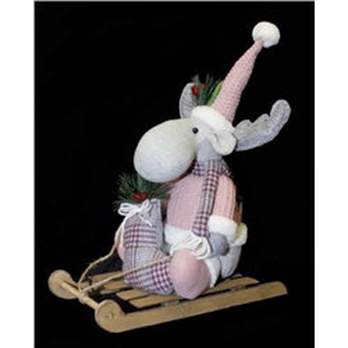 WINTER BLUSH MOOSE ON SLEIGH
