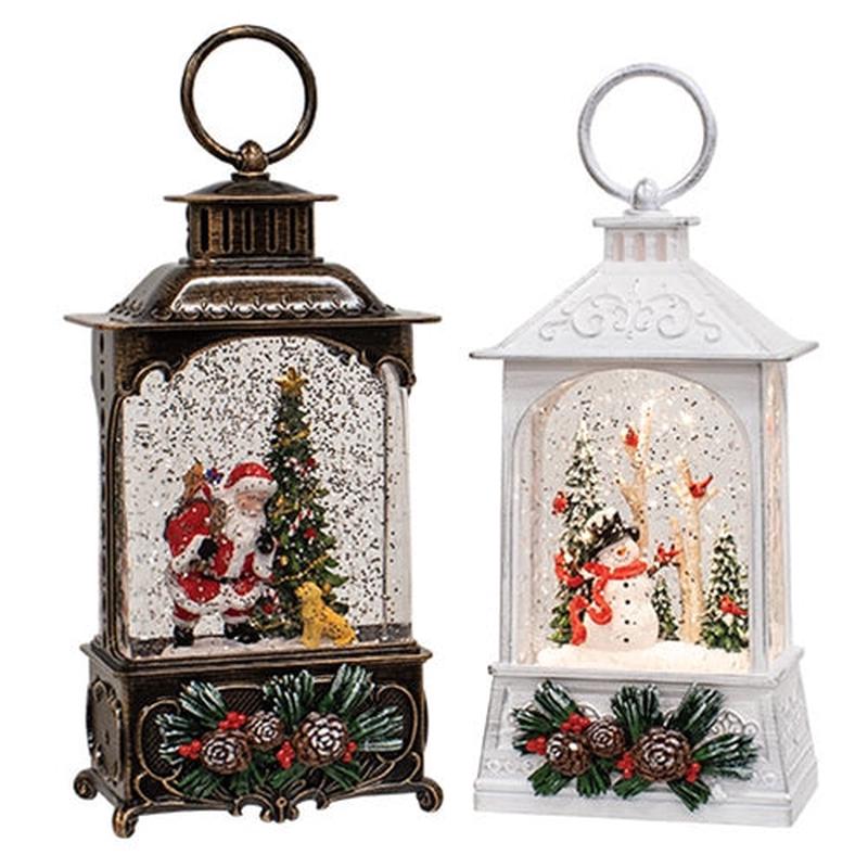 Winter Wonderland Spinning Water Globe Lantern - 2 Asstd.