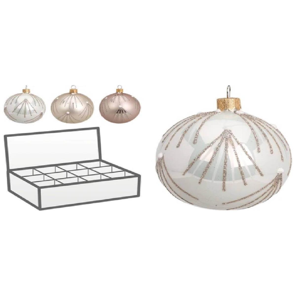 10cm Glass Christmas Tree Ball with Glitter Design, Assorted Product