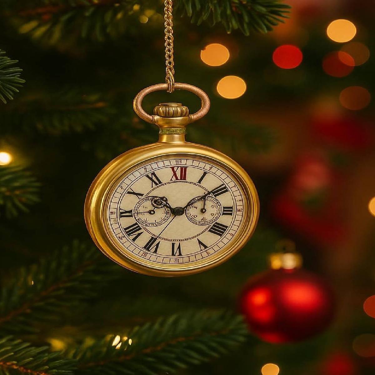 11cm Vintage Glass Christmas Tree Ornament Clock