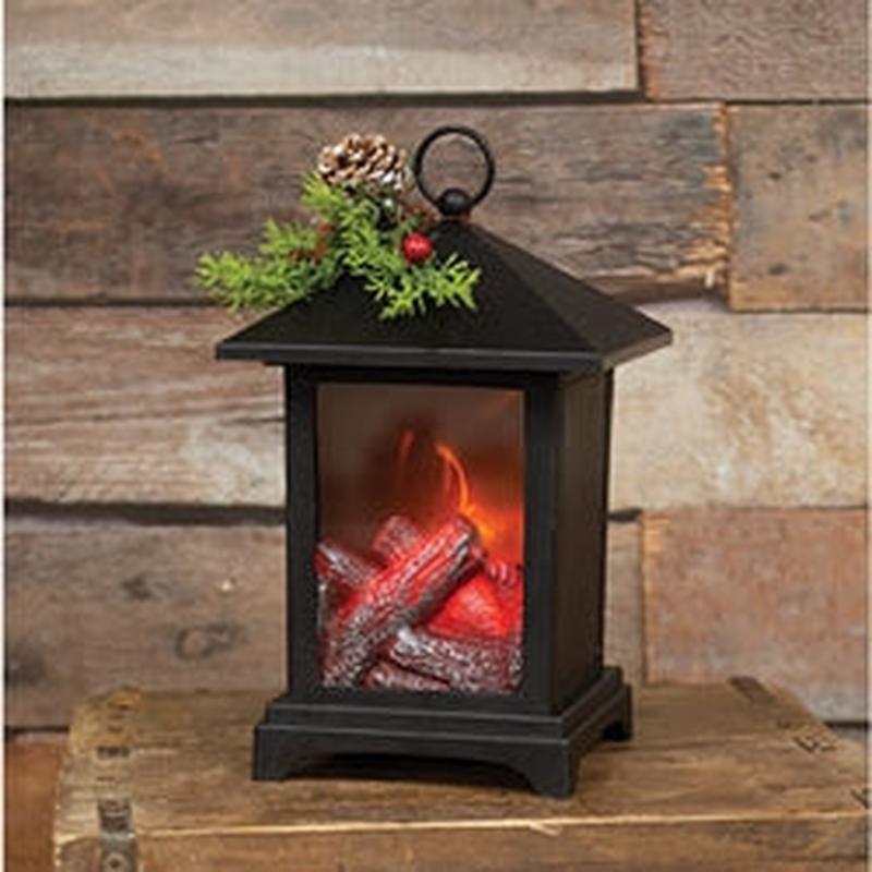 *Winter Floral Fireplace Lantern - 9