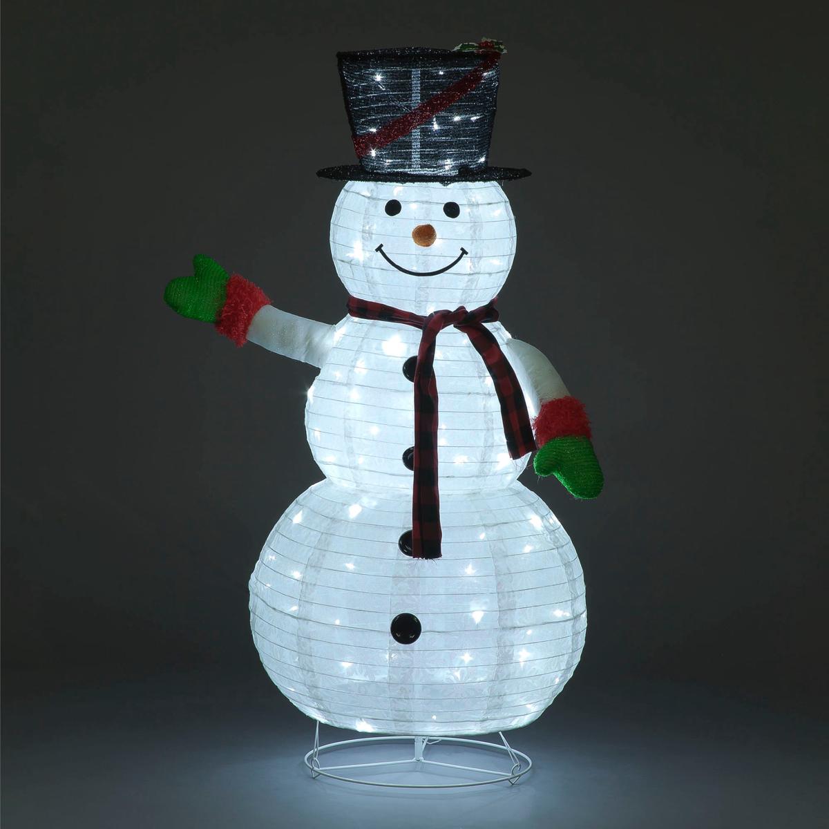 120cm light up Foldable Cloth Snowman with scarf