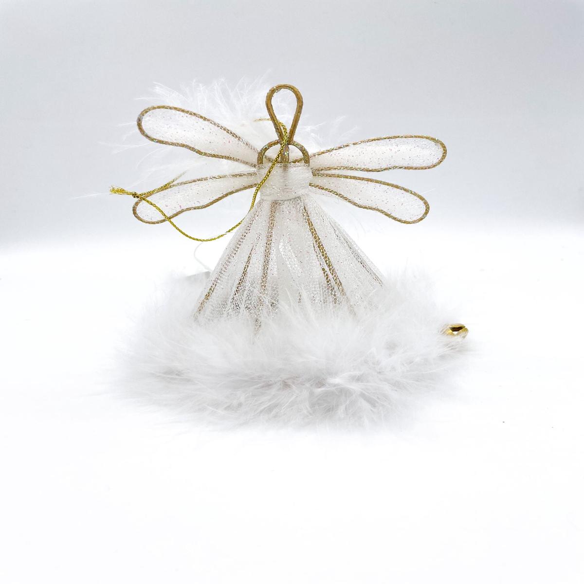 12cm Wedding Dress Christmas Tree Decoration with Wings and Glitter