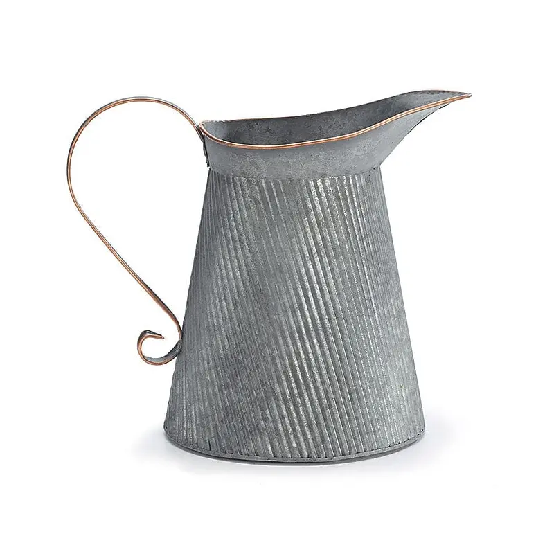 GALVANIZED METAL EMBOSSED PITCHER