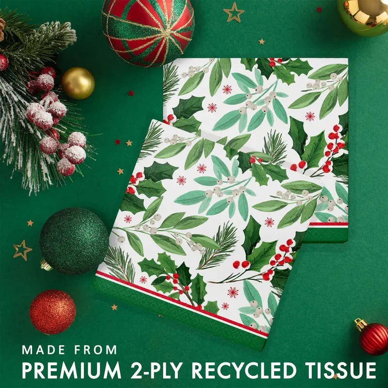 Holly Jolly Christmas Luncheon Napkins