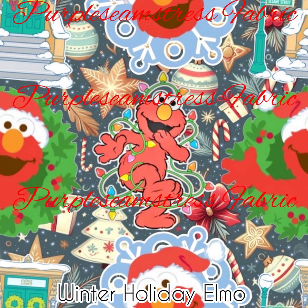 Winter Holiday Elmo  Fabric