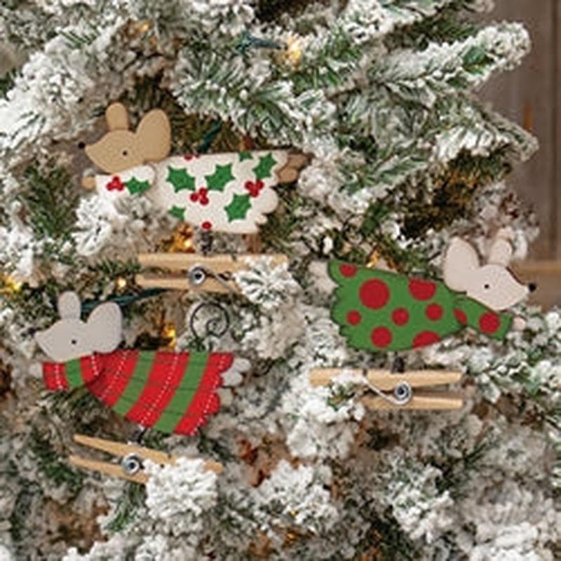 Wooden Flying Angel Mouse Clip Ornament - 3 Asstd.