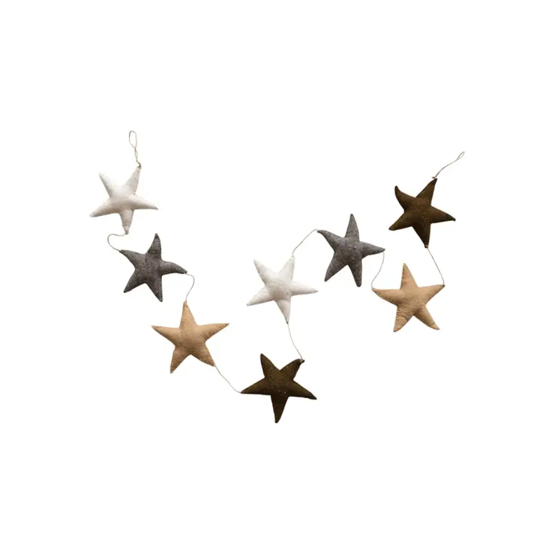 Wool Felt Star Garland - Natural Multi