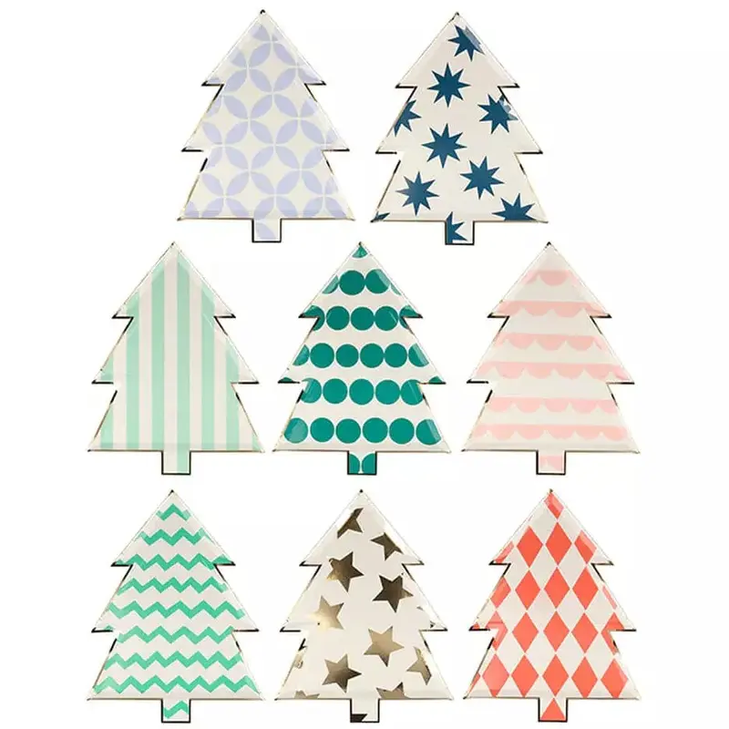 Patterned Christmas Tree Plates (8 ct.)