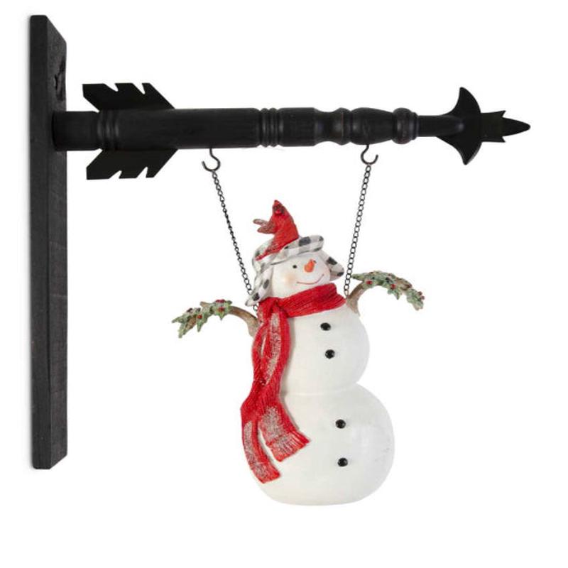14 Inch Glittered Resin Snowman w/2 Cardinals Arrow Replacement