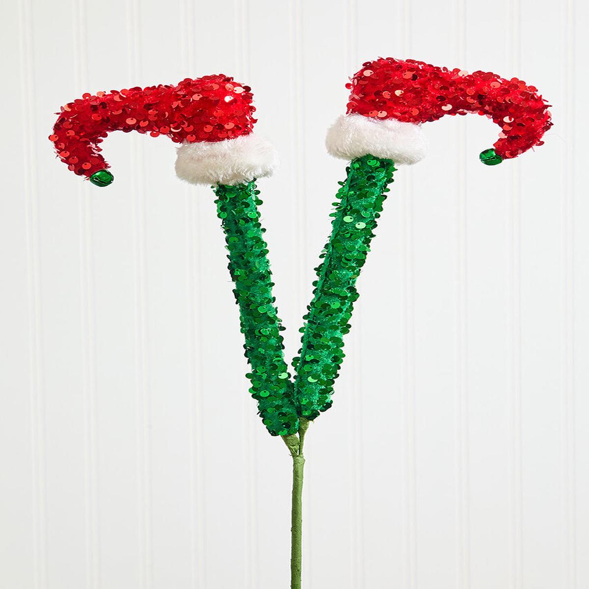 23 Inch Sequin Elf Legs Spray