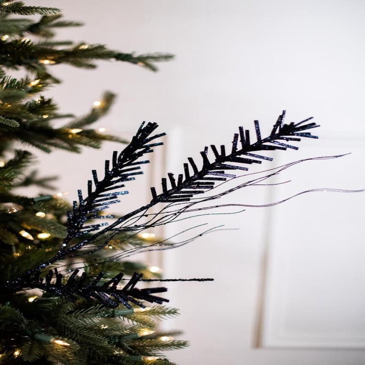 30 Inch Midnight Blue Glitter Pine Spray Decorative Christmas Floral Pick