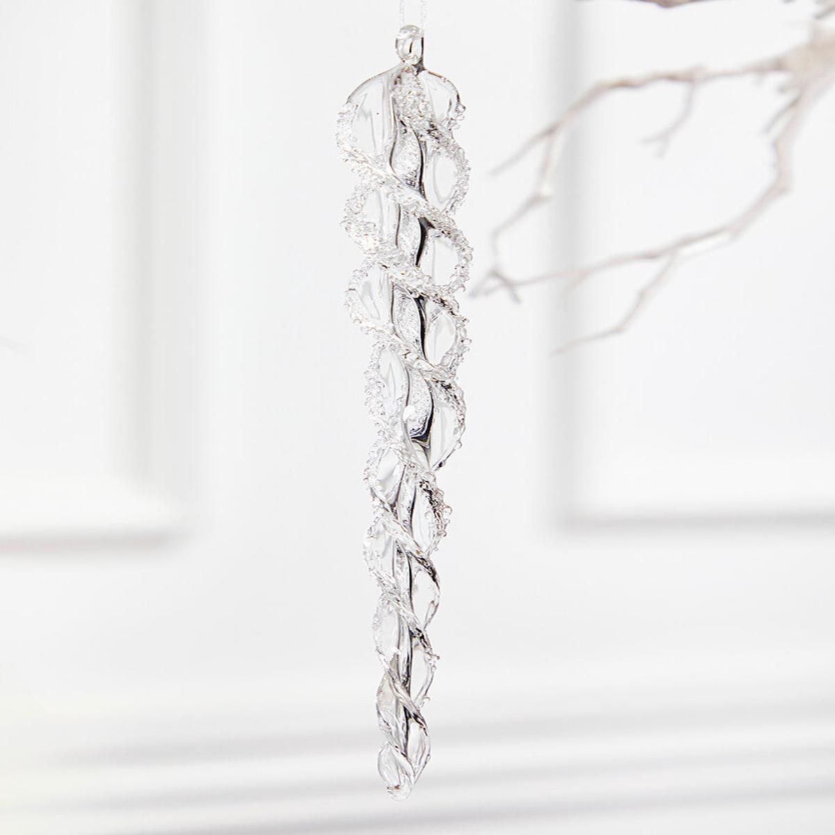 9 Inch Glass Icicle Ornament Medium