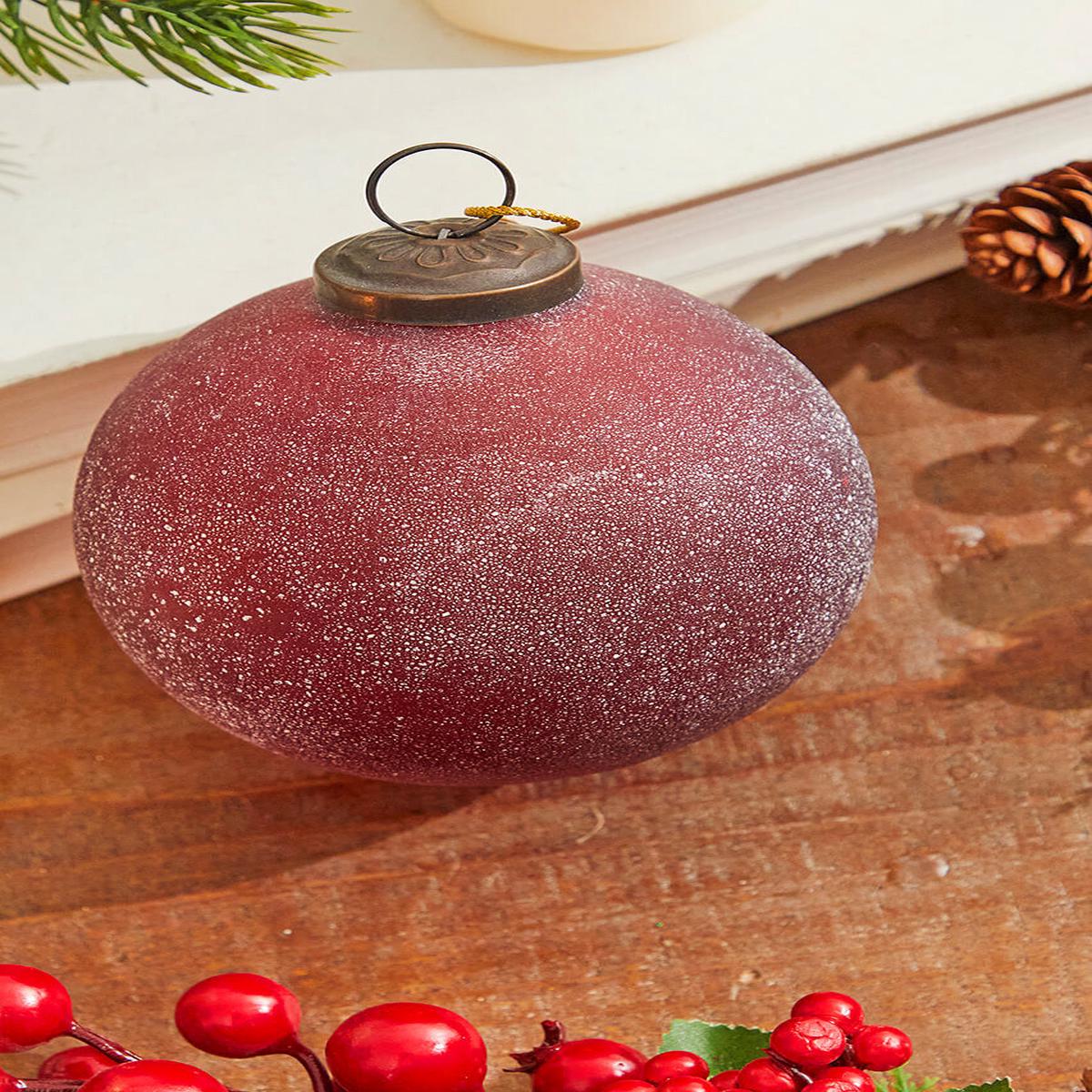 Frosted Ruby Glass Ornament 4 Inch Luxury Christmas Tree Decor