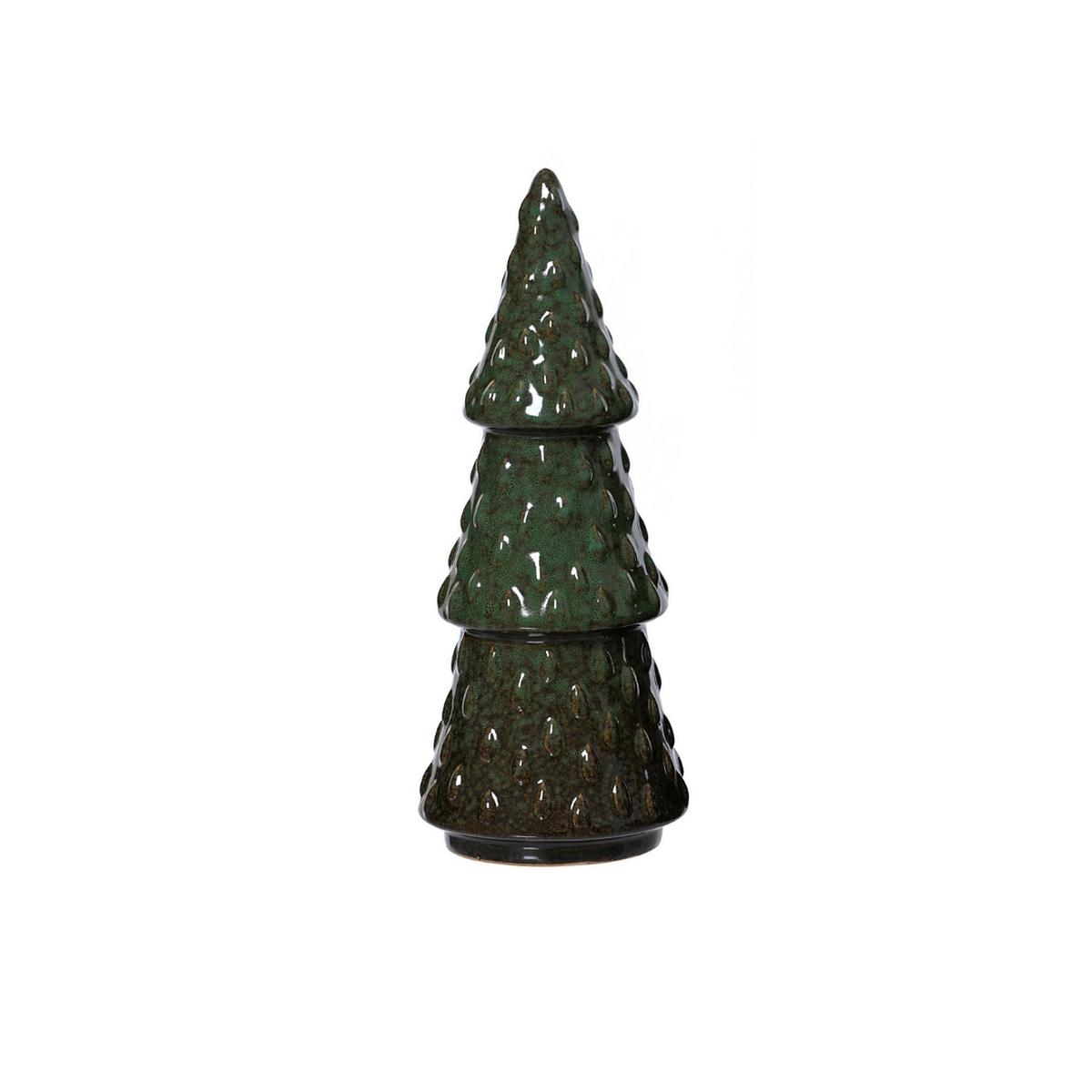 Green Brown Embossed Tree Shaped Christmas Decoration Lrg