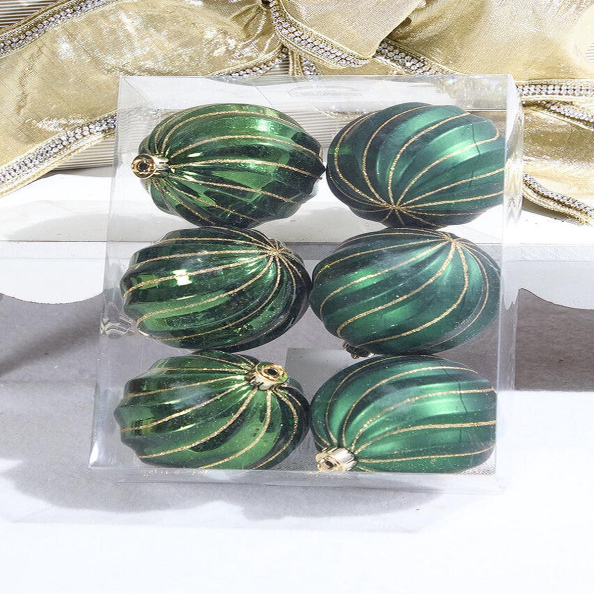 Green Shatterproof Ornaments Set of 6 3 Inch Christmas Decor