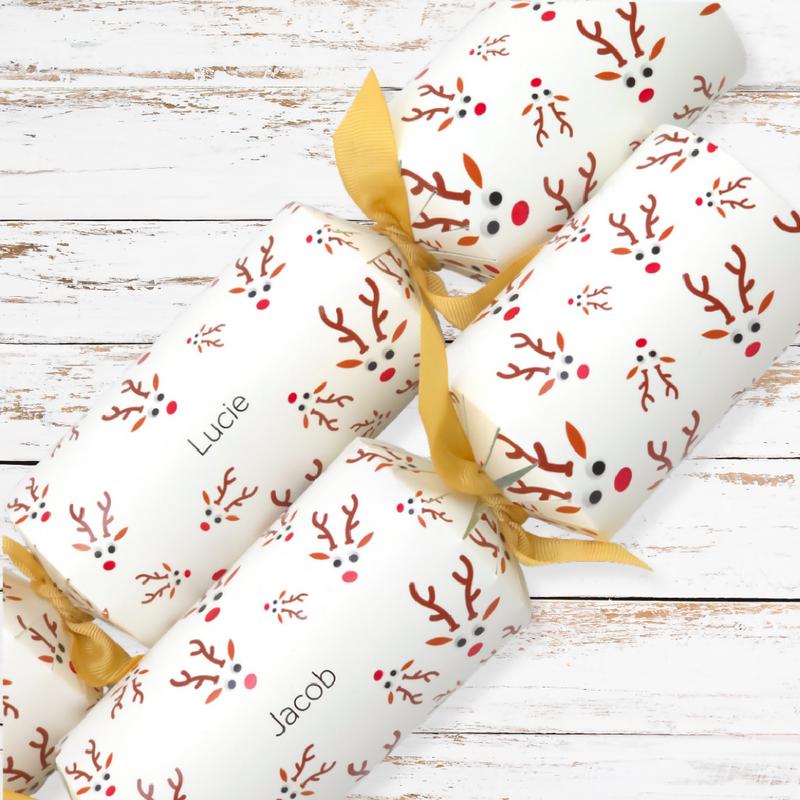 Personalised Cracker Making Craft Kit | Googly Rudolph | Makes 4 or 6 Crackers