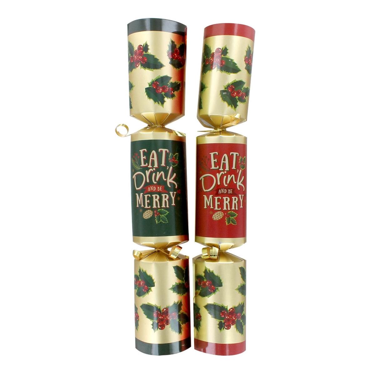 Pudding Lane Eat, Drink & Be Merry Christmas Crackers - 50 Pack