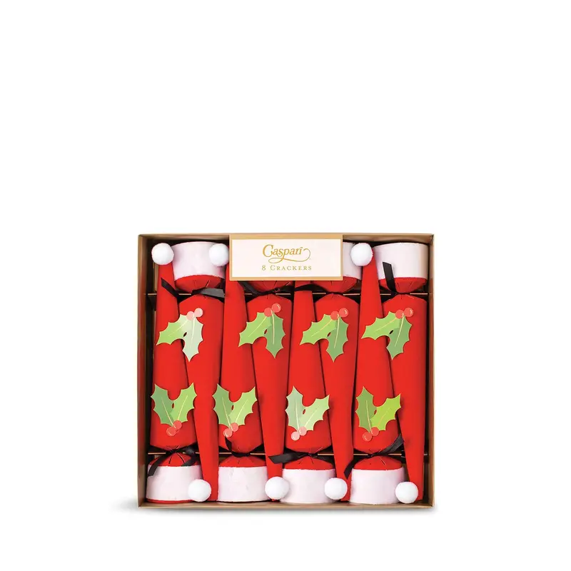 Santa Hat Cone-Shaped Celebration Christmas Crackers Box of 8
