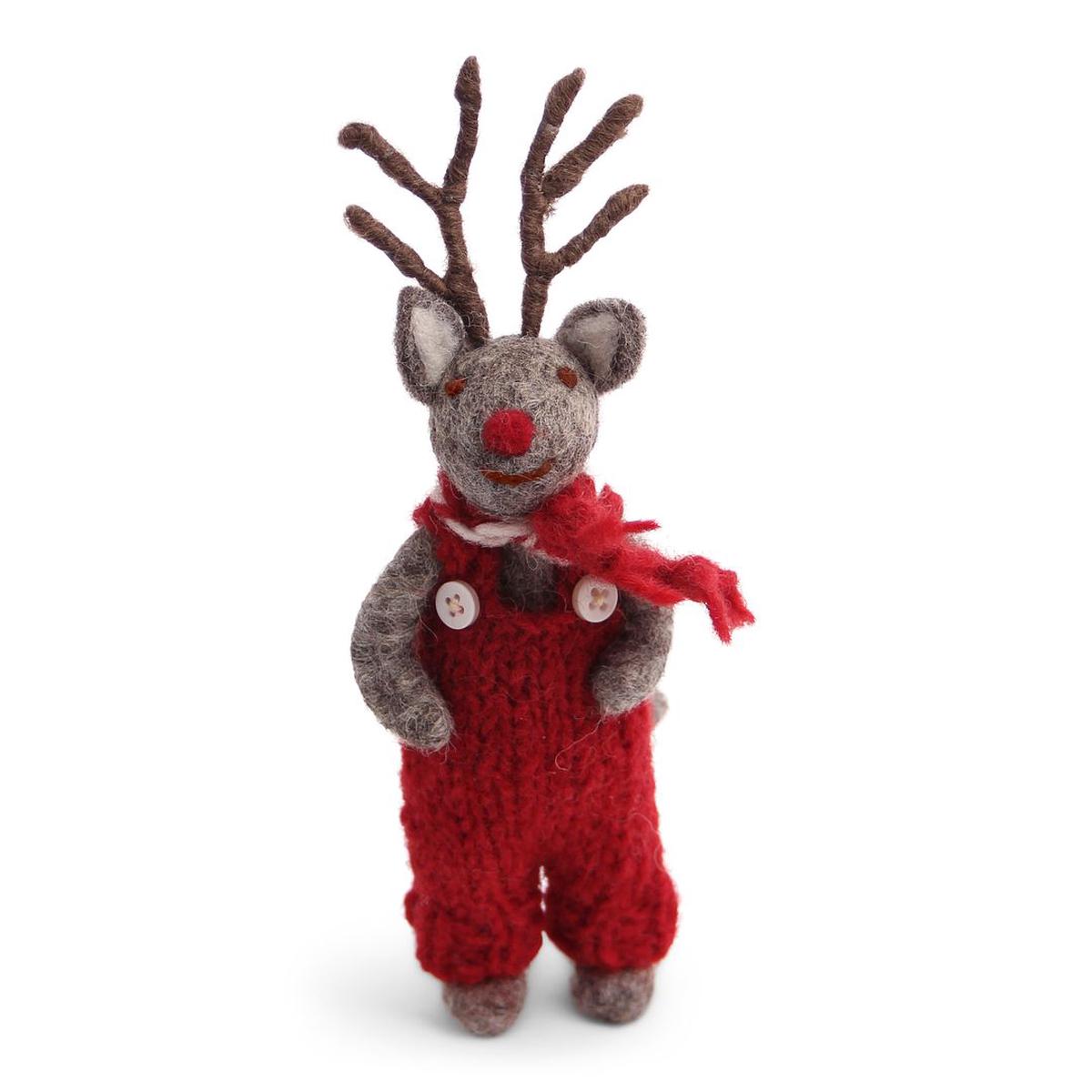 Small Grey Rudolf with Red Pants