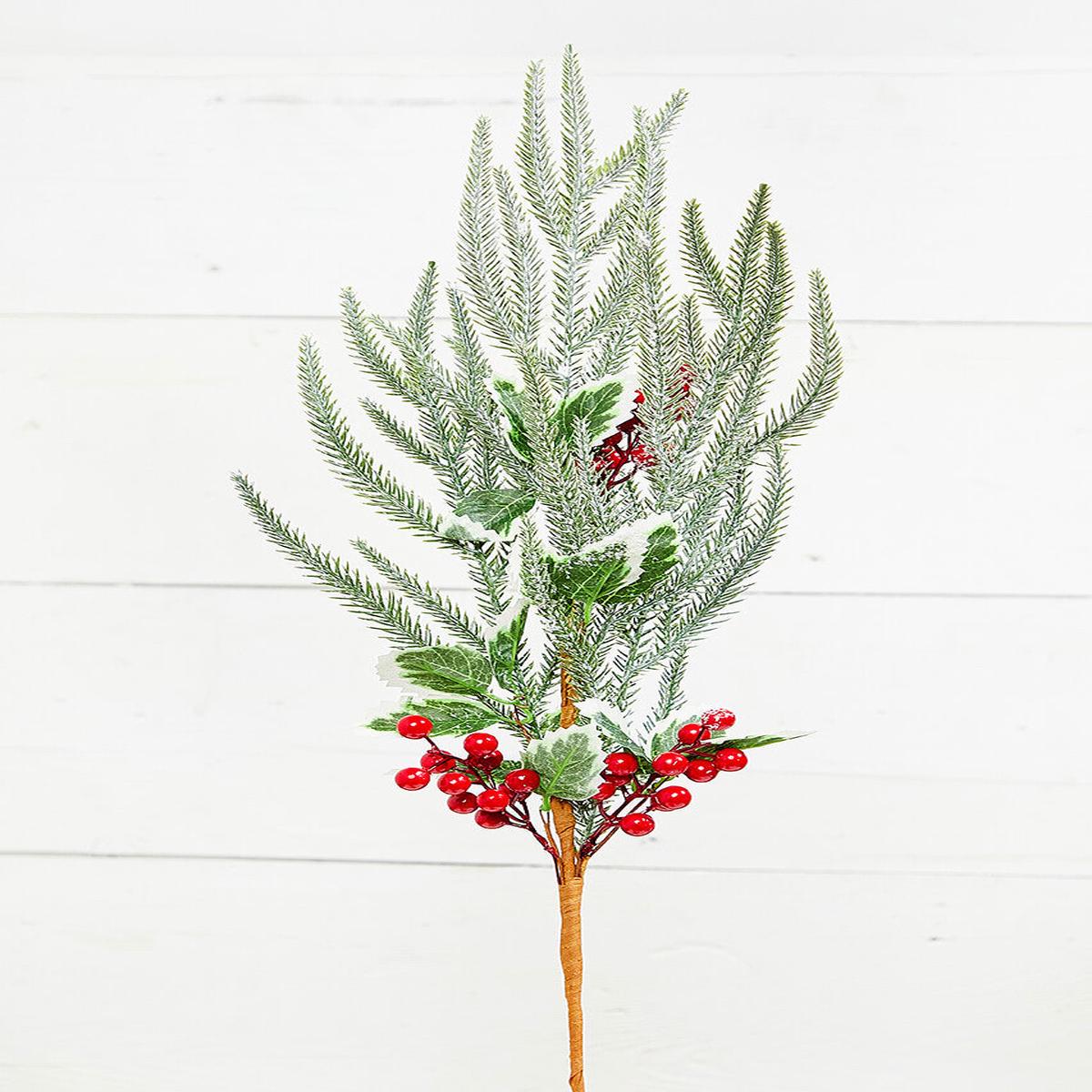 Snow Pine Berry Spray 27 Inch Red Berry Christmas Decoration
