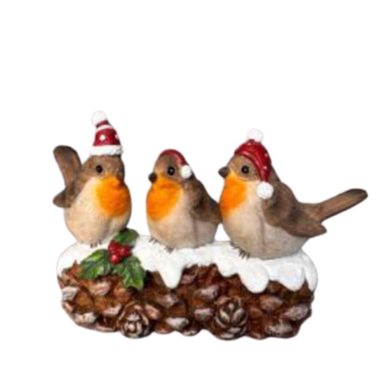 Three Robins on Log