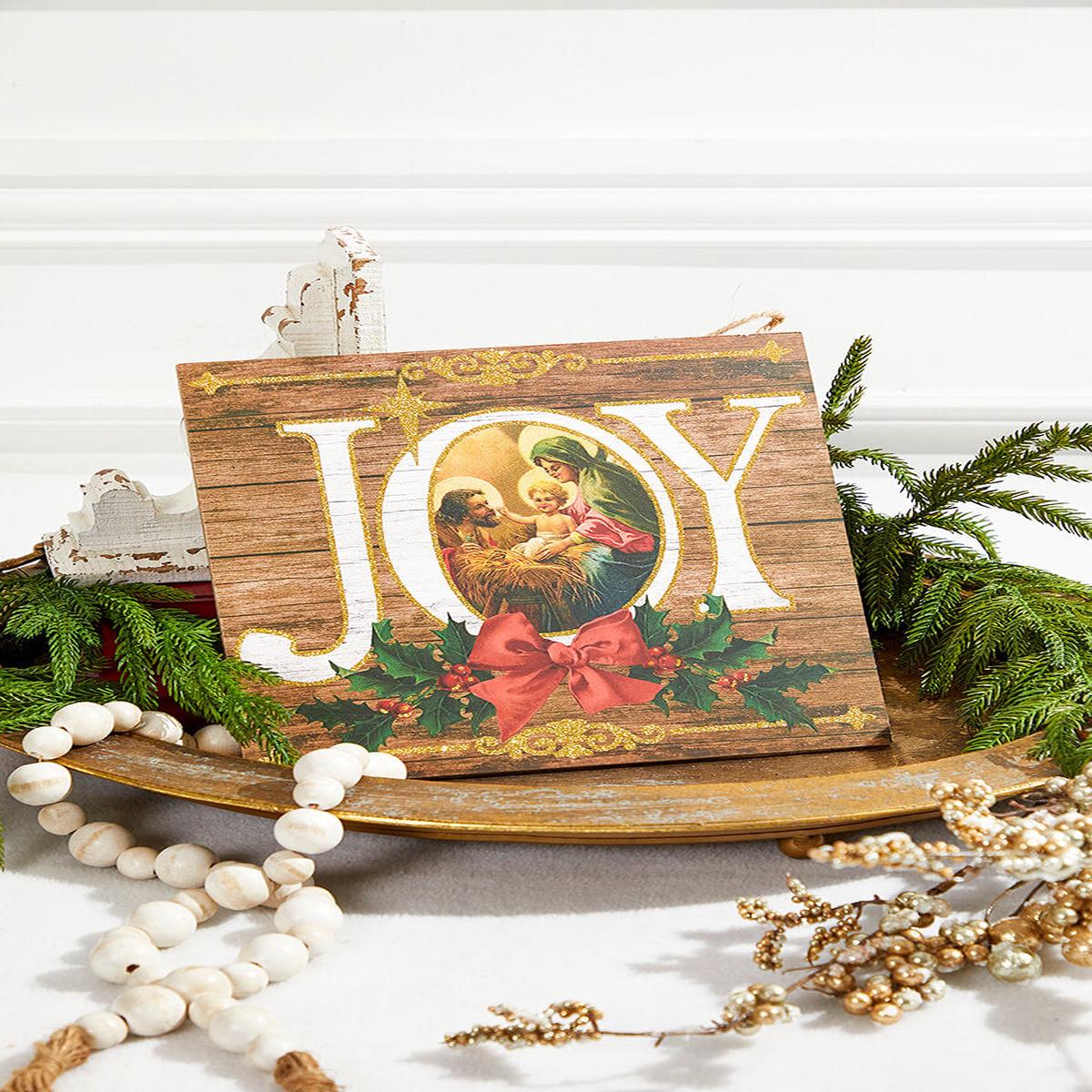 10 Inch Joy with The Holy Family Sign