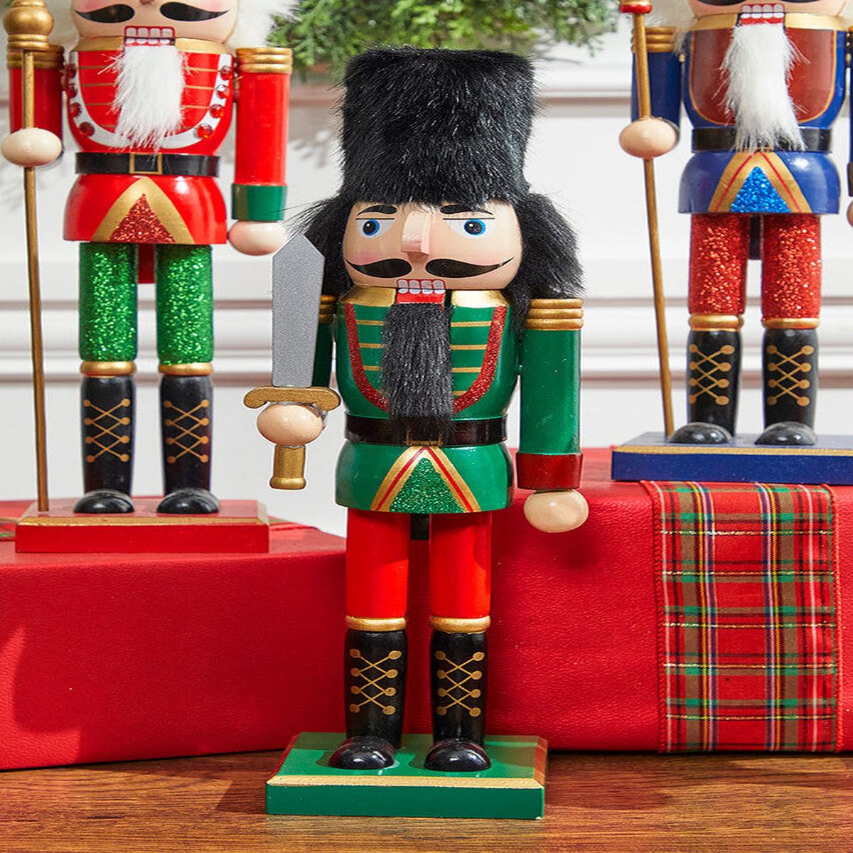 14 Inchi Multi-Colored Glitter Nutcracker Festive Holiday Tabletop Dcor