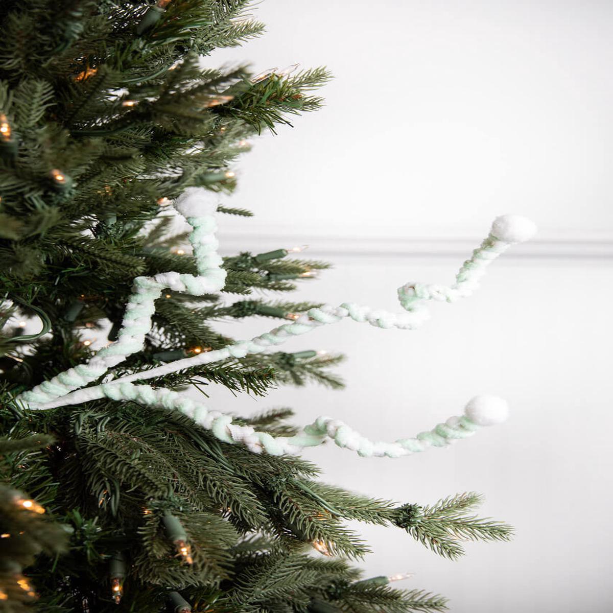 25 Inch Mini Cottonball Peppermint Christmas Spray - Green/White