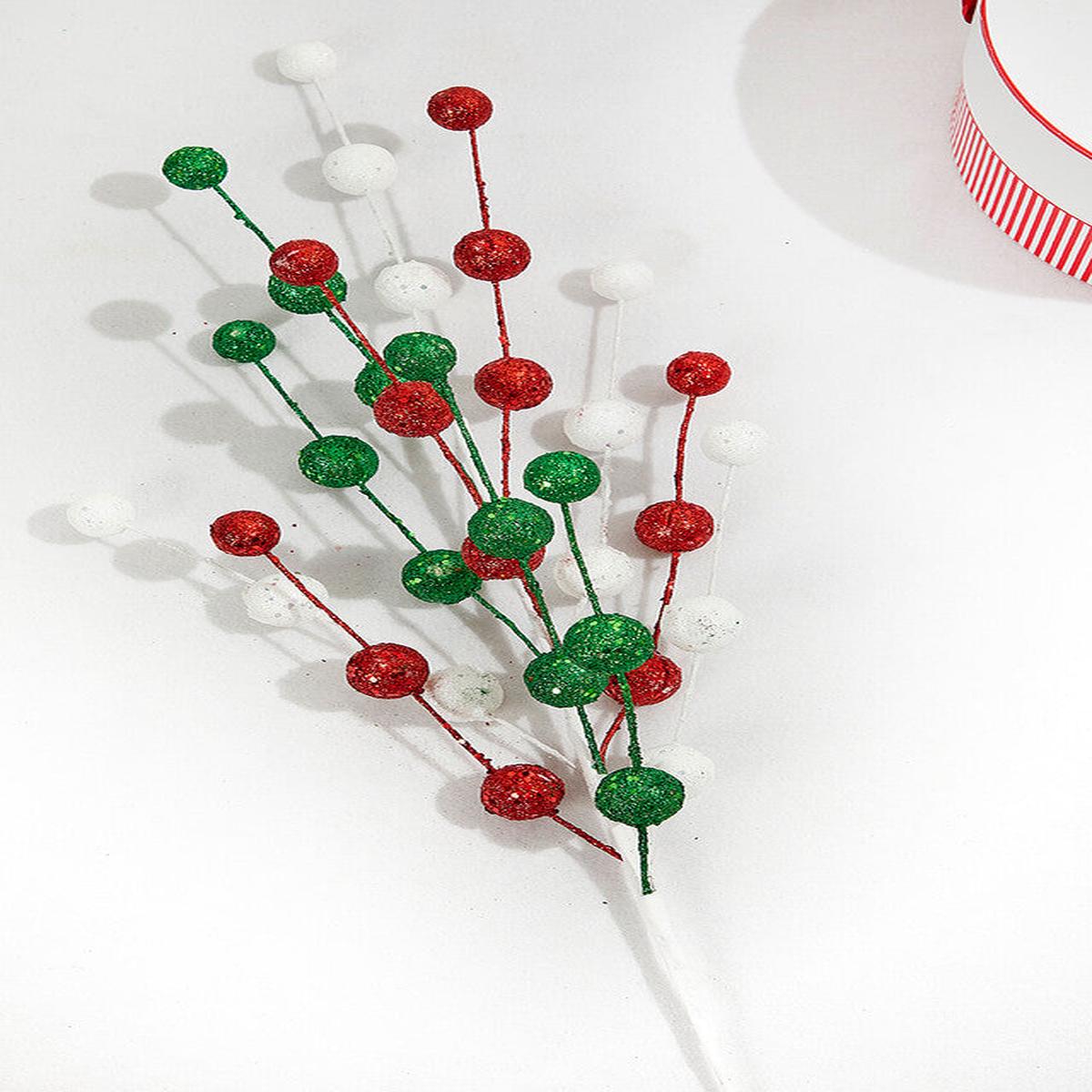 32 Inch Glitter/Mica Ball Spray  Red, Green & White Festive Sparkle for Holiday Dcor