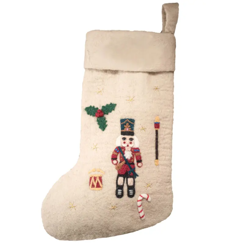 Nutcracker Christmas Stocking in Cream by Shirley Bredal